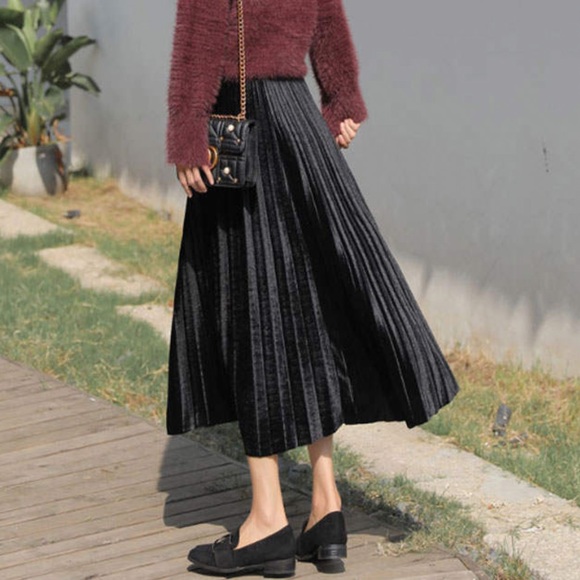 Velvet Pleated Skirt - Picture 9 of 11